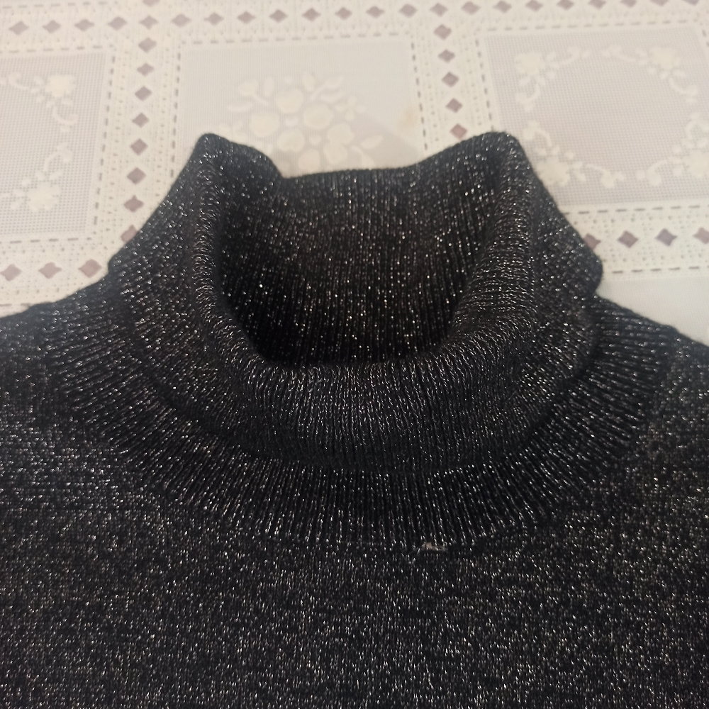 Pure Collection Women's Black With Metallic Fibres Cowl Neck Sweater Size 22